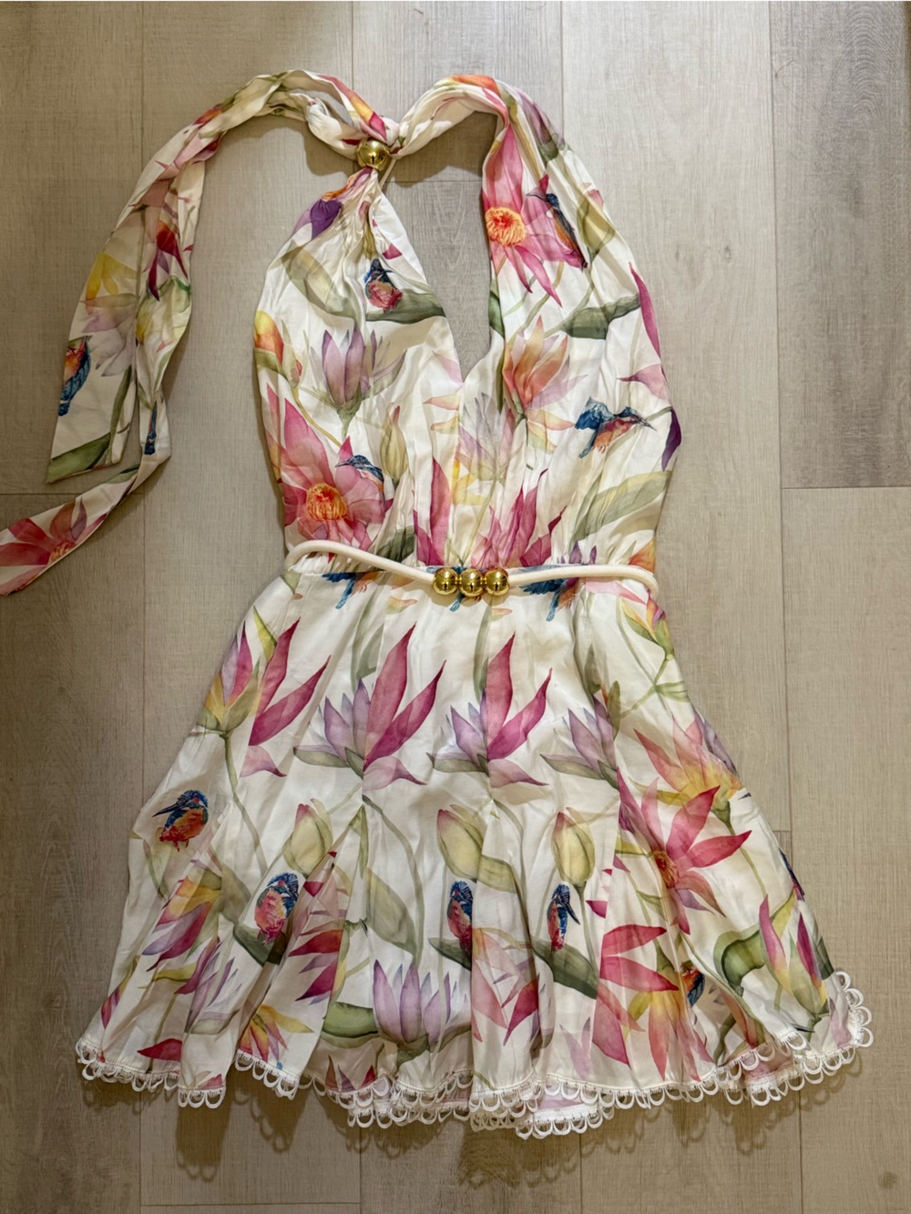 Floral Watercolor Asymmetrical neckline mini dress